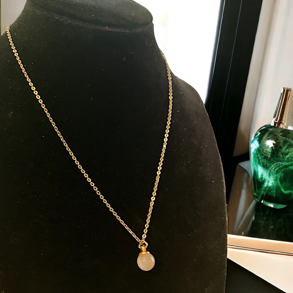 Rose Quartz Faceted Drop Pendant Silver-Tone Necklace!